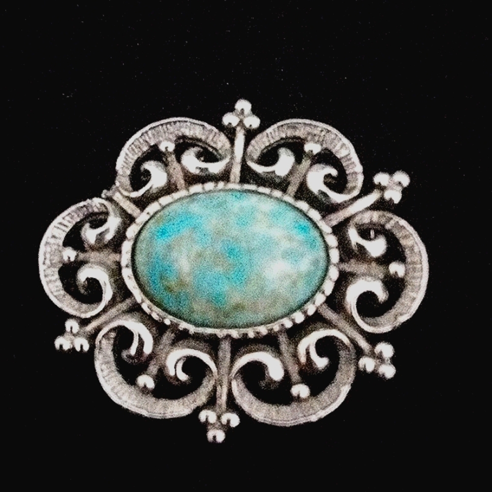 Turquoise and Silver Pin